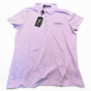 Wyndham Championship Shirt Polo Womens Large Purple Stripe RLX Ralph Lauren Golf